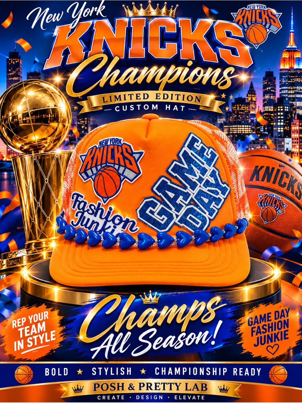 Orange "Game Day" Knicks Fashion Junkie Trucker hat